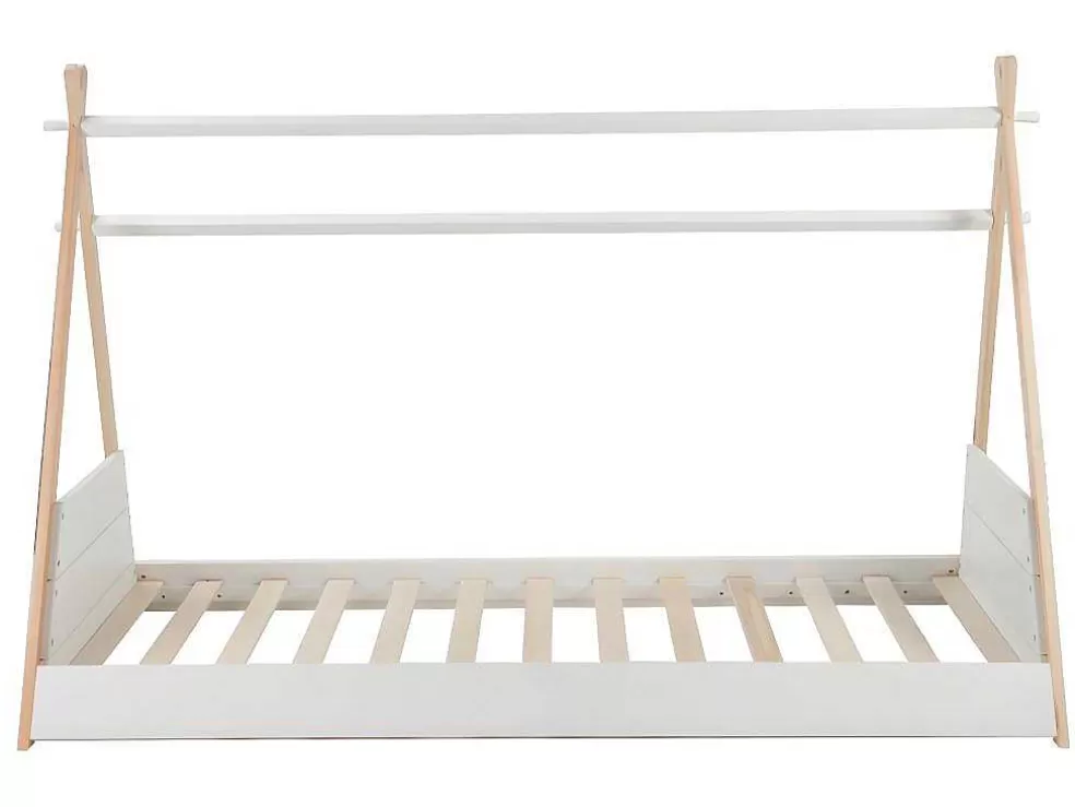 Vente-unique Cama Tenda De 90X190 Cm Em Pinho Cor Branco E Natural - Sioux* Cama De Criança