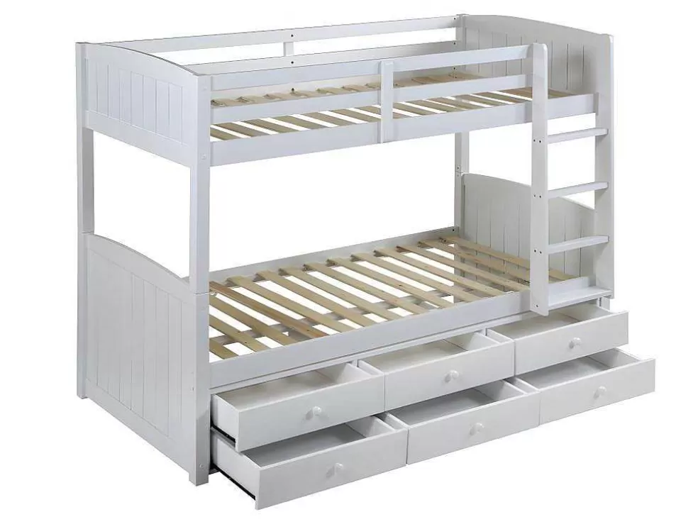 Vente-unique Camas De Beliche Separaveis Com Arrumação 90X190 Cm Lacado Branco - Anchise* Cama De Criança