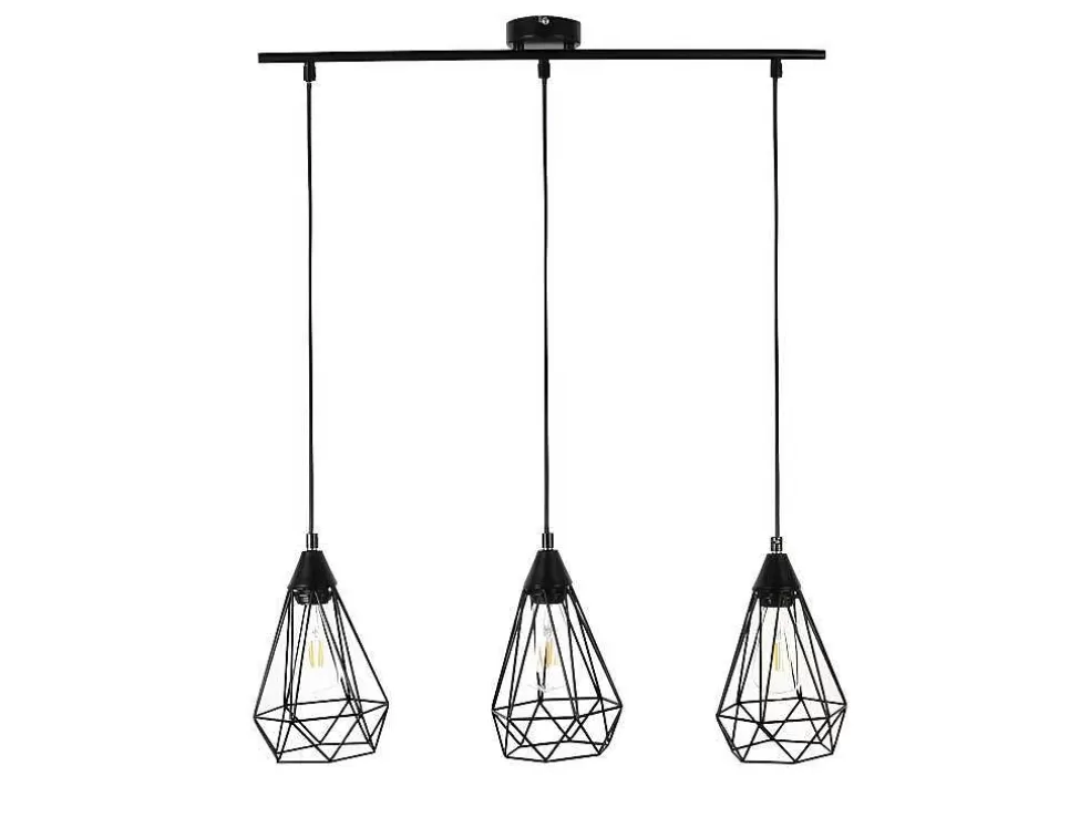 OZAIA Candeeiro De Teto Arame 3 Lampadas Estilo Escandinavo Euripide - Metal - 68 X 16,5 X 132 Cm - Preto* Promoções Decoração