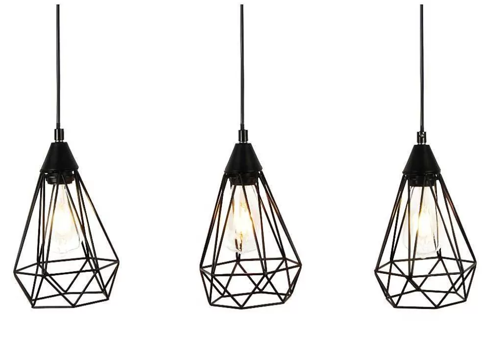 OZAIA Candeeiro De Teto Arame 3 Lampadas Estilo Escandinavo Euripide - Metal - 68 X 16,5 X 132 Cm - Preto* Promoções Decoração