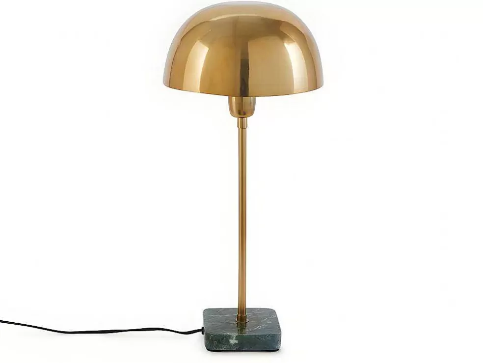 OZAIA Candeeiro Mesa De Cabeceira Forma Cogumelo Estilo Art Deco Amanite - Marmore E Ferro - 24,5 X 24,5 X 52 Cm - Dourado* Promoções Decoração
