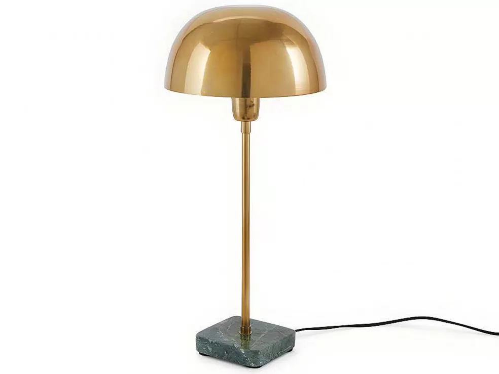 OZAIA Candeeiro Mesa De Cabeceira Forma Cogumelo Estilo Art Deco Amanite - Marmore E Ferro - 24,5 X 24,5 X 52 Cm - Dourado* Promoções Decoração