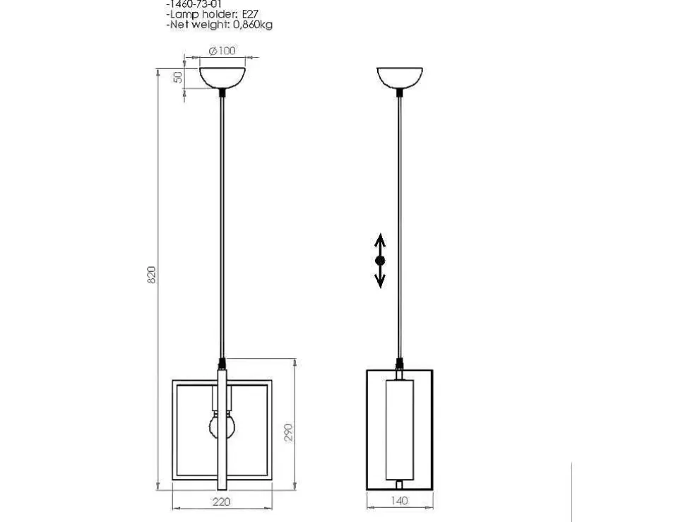 EPIKASA Candeeiro Suspenso Lecco, Dourado, Preto, Madeira, 14 X 22 X 82 Cm, * Promoções Decoração