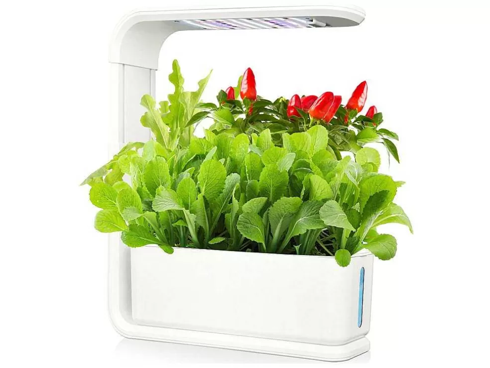 Vente-unique Canteiro De Interior Com Leds 3 Plantas, Altura Ajustavel, Branco - Gardenio* Floreira