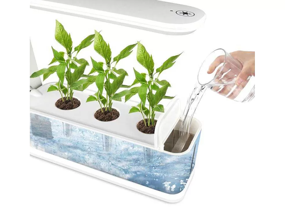 Vente-unique Canteiro De Interior Com Leds 3 Plantas, Altura Ajustavel, Branco - Gardenio* Floreira