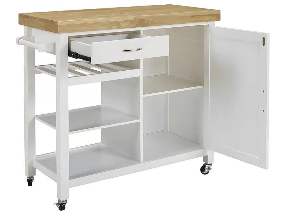 Vente-unique Carrinho De Cozinha Com Rodizios Skyler - 1 Porta E 1 Gaveta - Hevea* Móvel De Cozinha