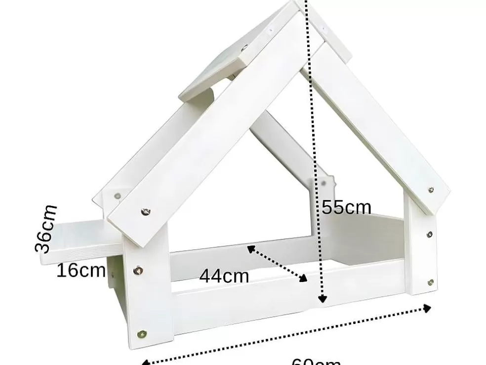 Skraut Home Casa Do Cao Branco - Cama Com Moldura Em Madeira Natural Fsc* Acessórios Para Animais De Estimação