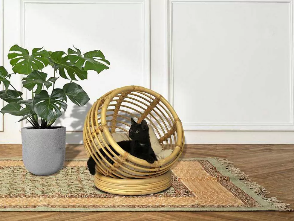 Vente-unique Cesto Redonda Para Animais Em Rotim C49,5 X A52 Cm Natural - Malabo* Acessórios Para Animais De Estimação