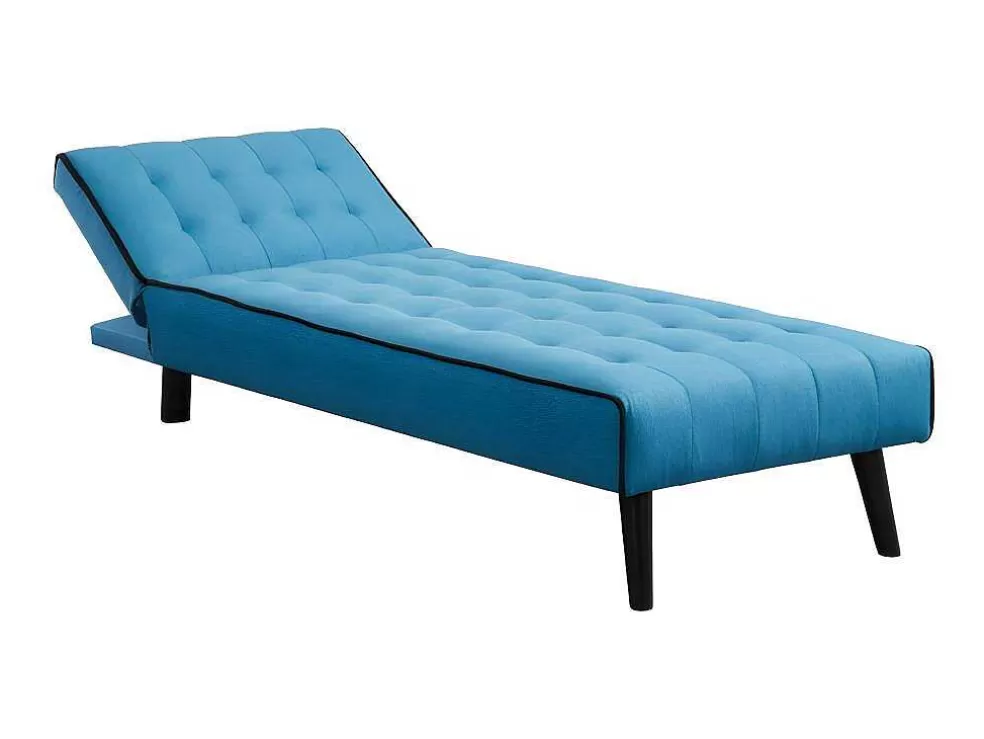 Vente-unique Chaise Longue Cama Em Tecido Azul E Contornos Pretos - Bayou* Chaise Longue