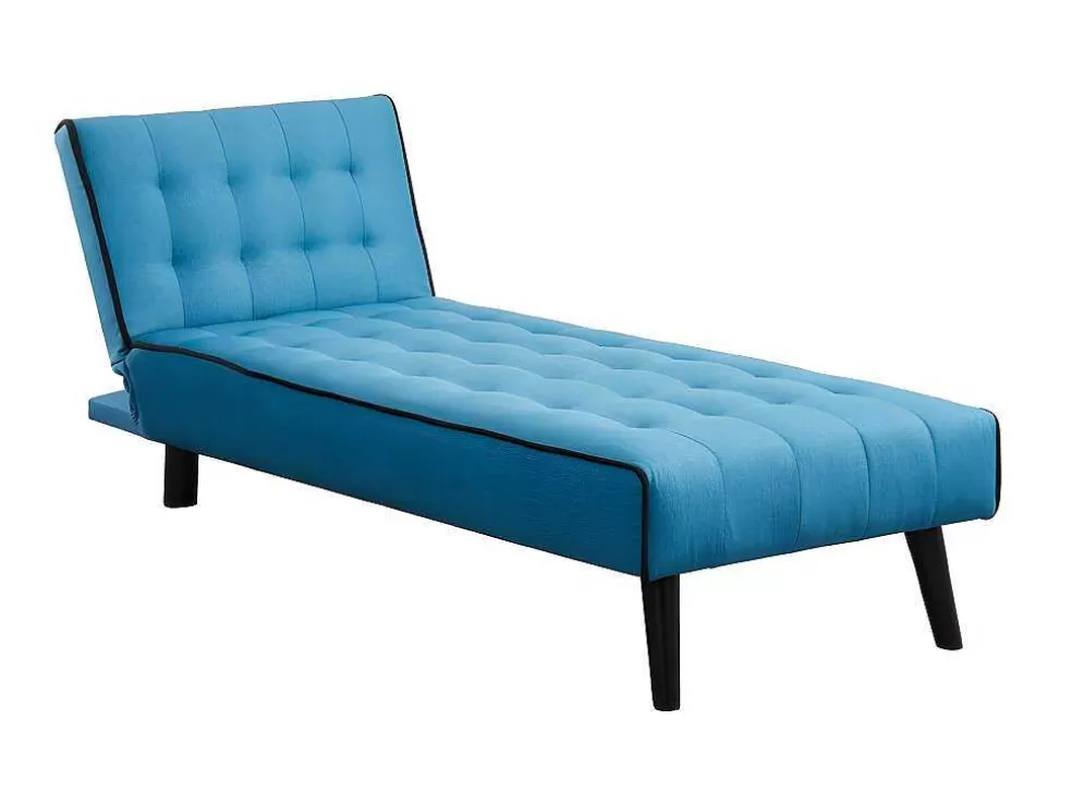 Vente-unique Chaise Longue Cama Em Tecido Azul E Contornos Pretos - Bayou* Chaise Longue