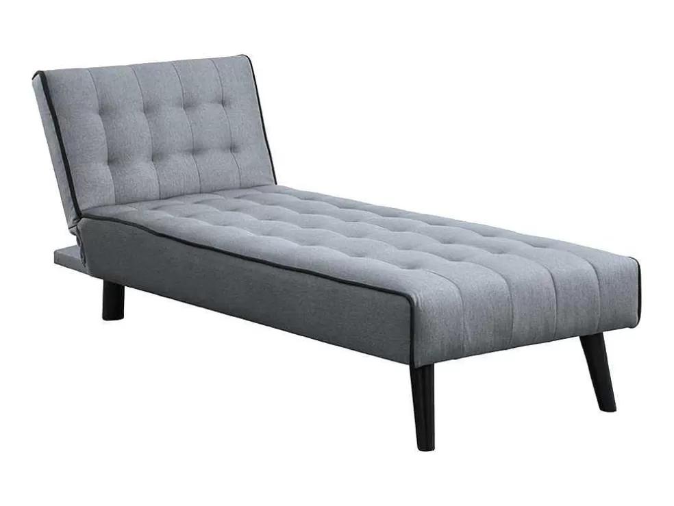 Vente-unique Chaise Longue Cama Em Tecido Cinzento E Contornos Pretos - Bayou* Chaise Longue