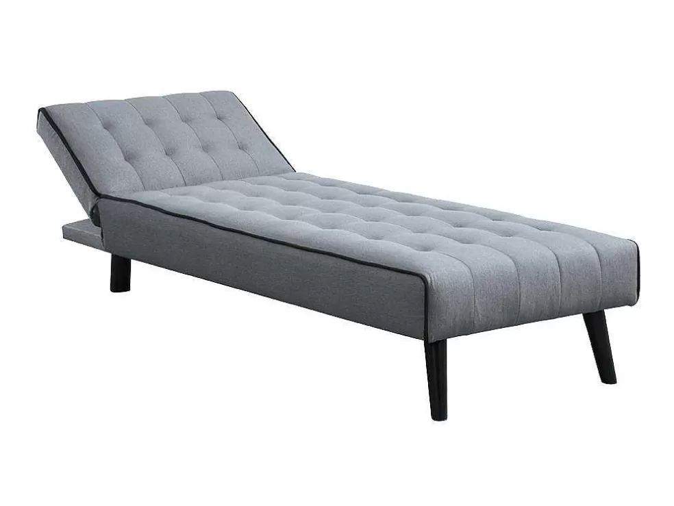 Vente-unique Chaise Longue Cama Em Tecido Cinzento E Contornos Pretos - Bayou* Chaise Longue