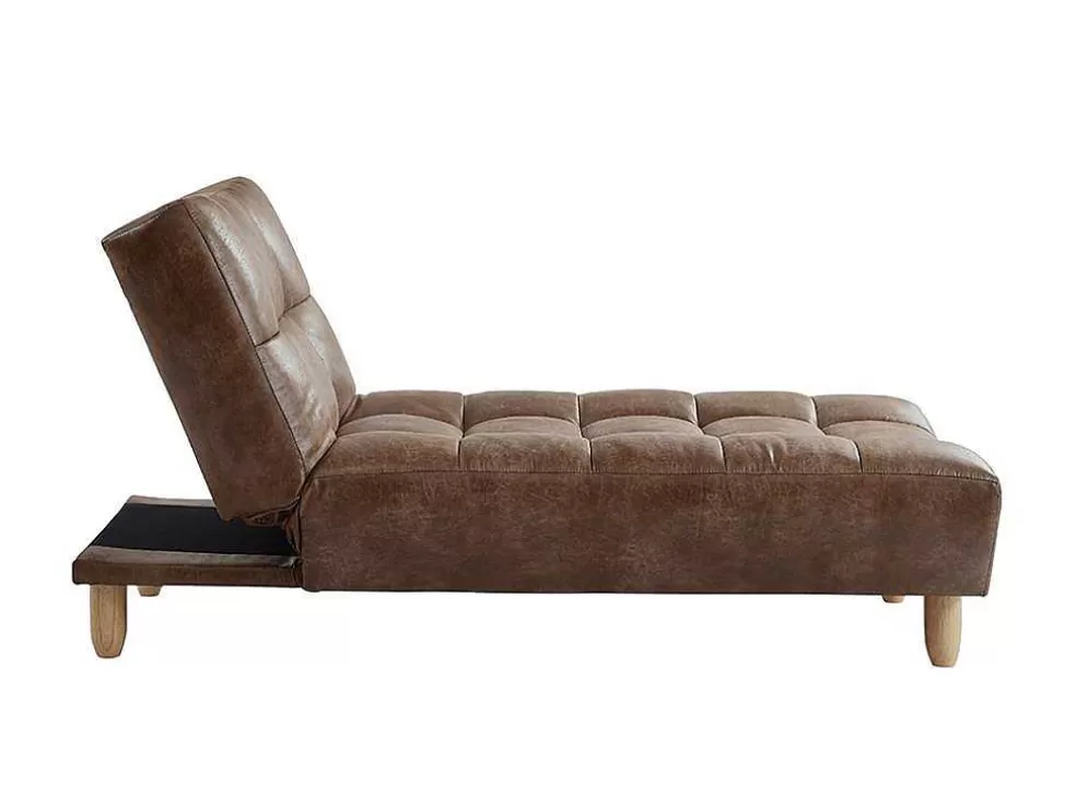 Vente-unique Chaise Longue Clic Clac Em Microfibra De Efeito Envelhecido Castanho Vintage - Esteban* Chaise Longue