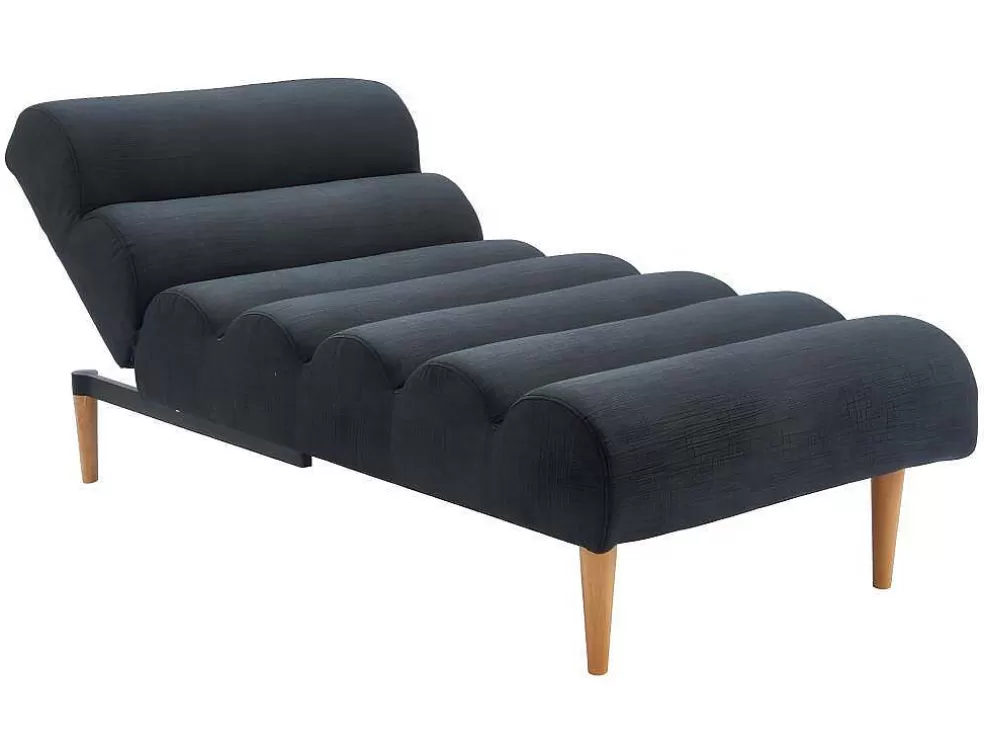 Vente-unique Chaise Longue Convertivel Em Cama Em Tecido Cinzento Escuro - Cival* Chaise Longue