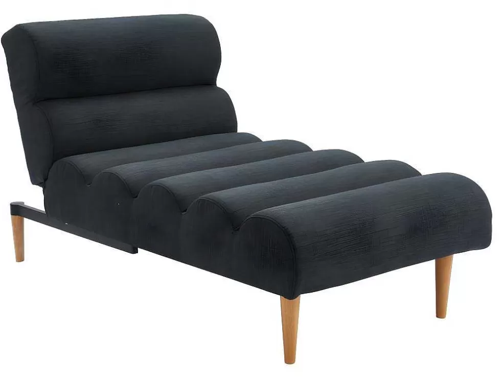Vente-unique Chaise Longue Convertivel Em Cama Em Tecido Cinzento Escuro - Cival* Chaise Longue