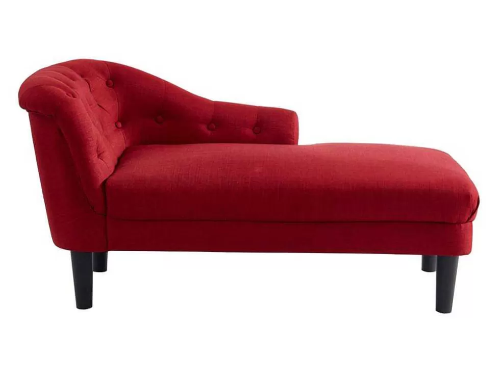 Vente-unique Chaise Longue Direita Em Tecido Vermelho - Anouk* Chaise Longue