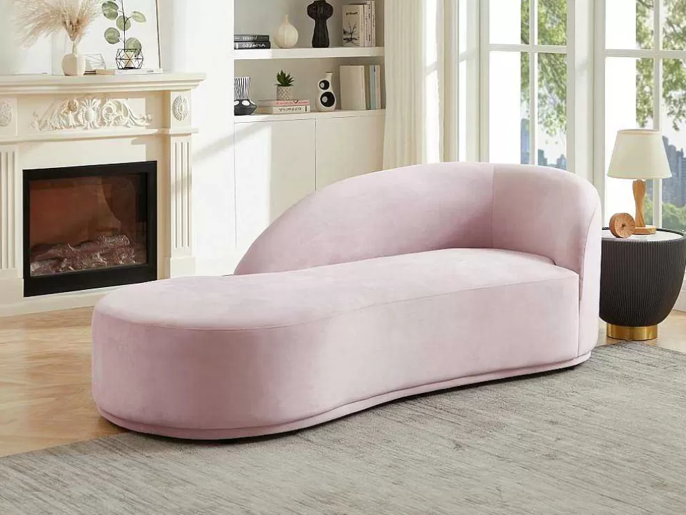 PASCAL MORABITO Chaise Longue Esquerda Veludo Cor-De-Rosa - Lonigo De * Chaise Longue