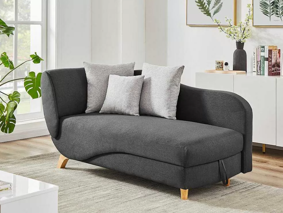 Vente-unique Chaise-Longue Direita Convertivel Em Tecido Antracite Com Espaco De Arrumação - Penelope* Chaise Longue