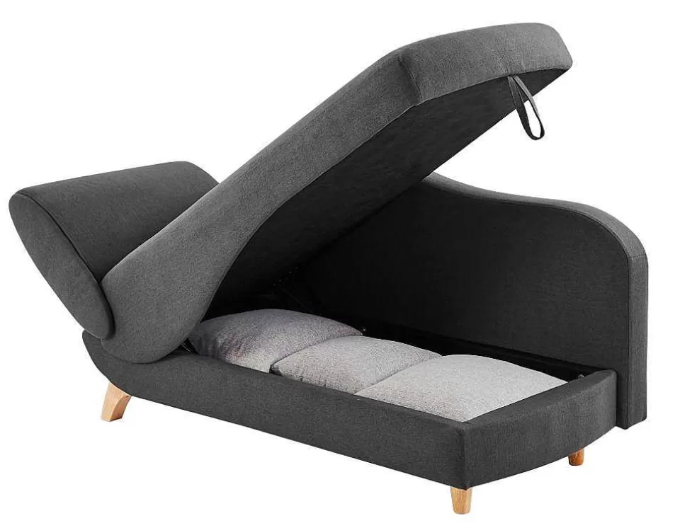 Vente-unique Chaise-Longue Direita Convertivel Em Tecido Antracite Com Espaco De Arrumação - Penelope* Chaise Longue