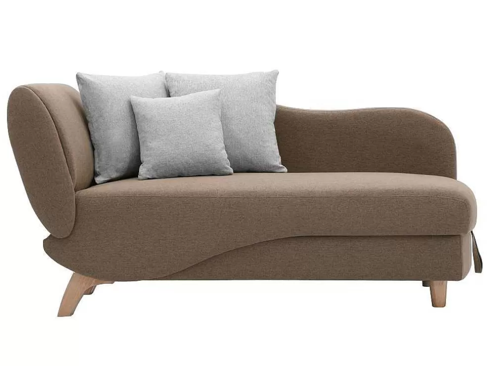 Vente-unique Chaise-Longue Direita Convertivel Em Tecido Castanho Com Espaco De Arrumação - Penelope* Chaise Longue