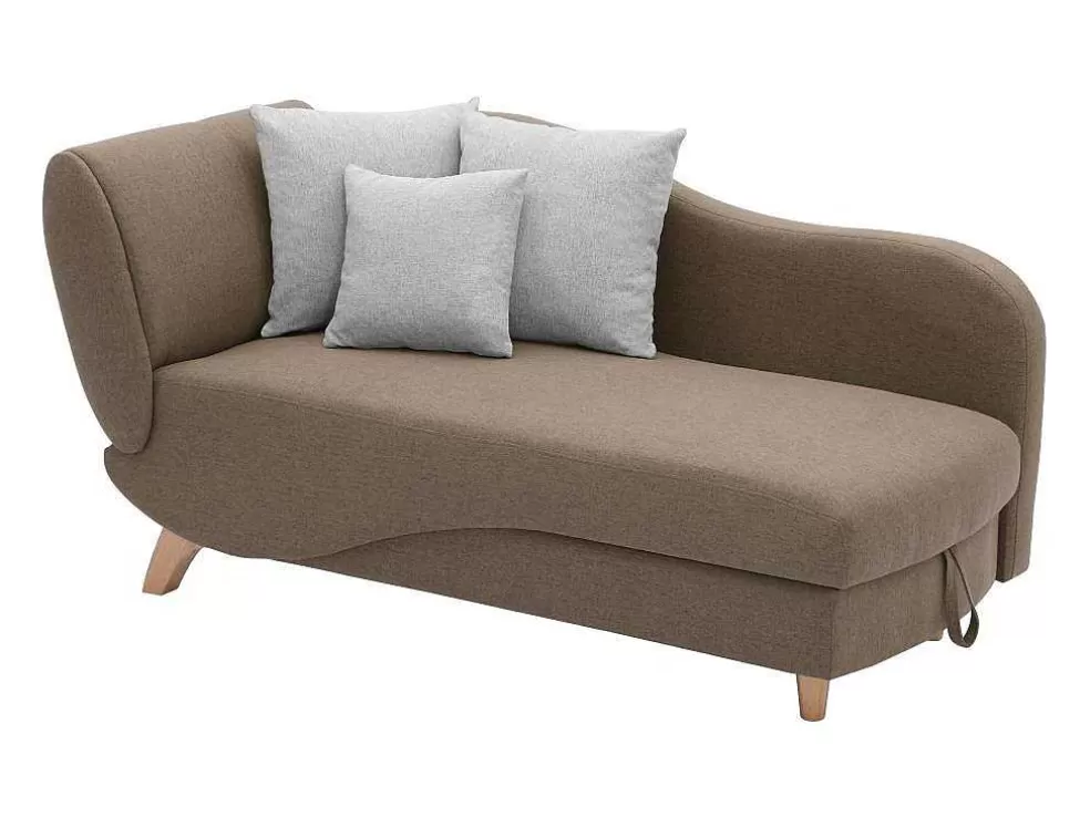 Vente-unique Chaise-Longue Direita Convertivel Em Tecido Castanho Com Espaco De Arrumação - Penelope* Chaise Longue