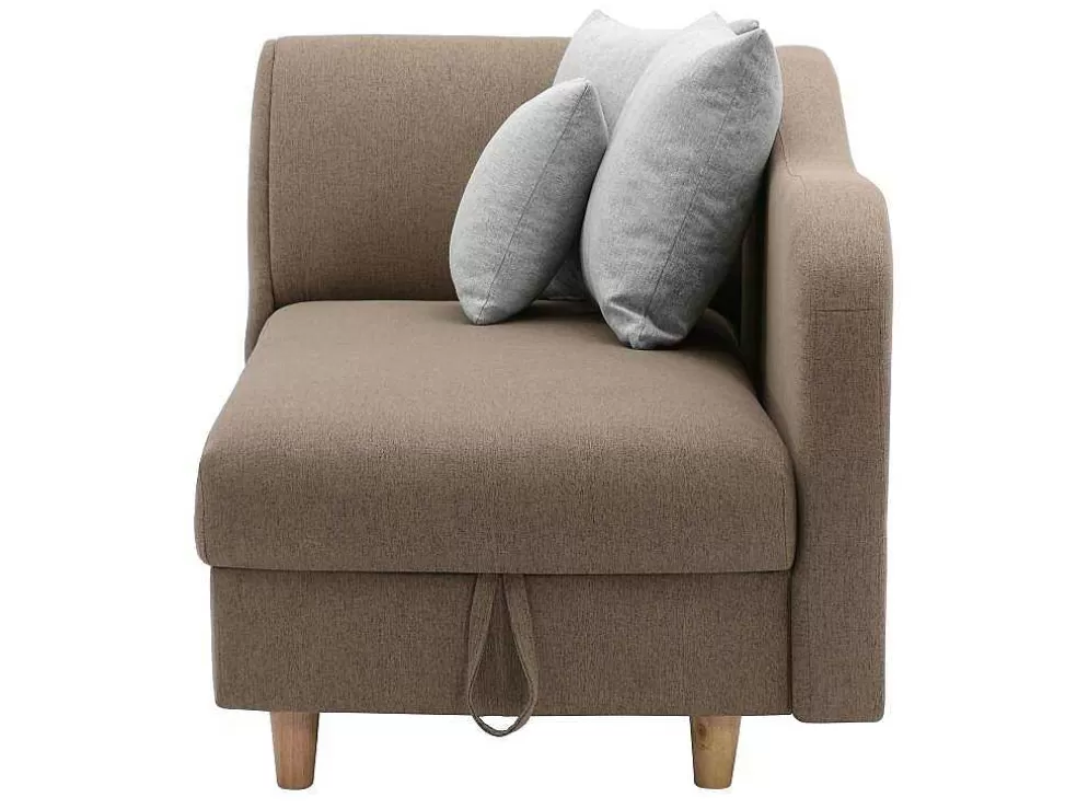 Vente-unique Chaise-Longue Direita Convertivel Em Tecido Castanho Com Espaco De Arrumação - Penelope* Chaise Longue
