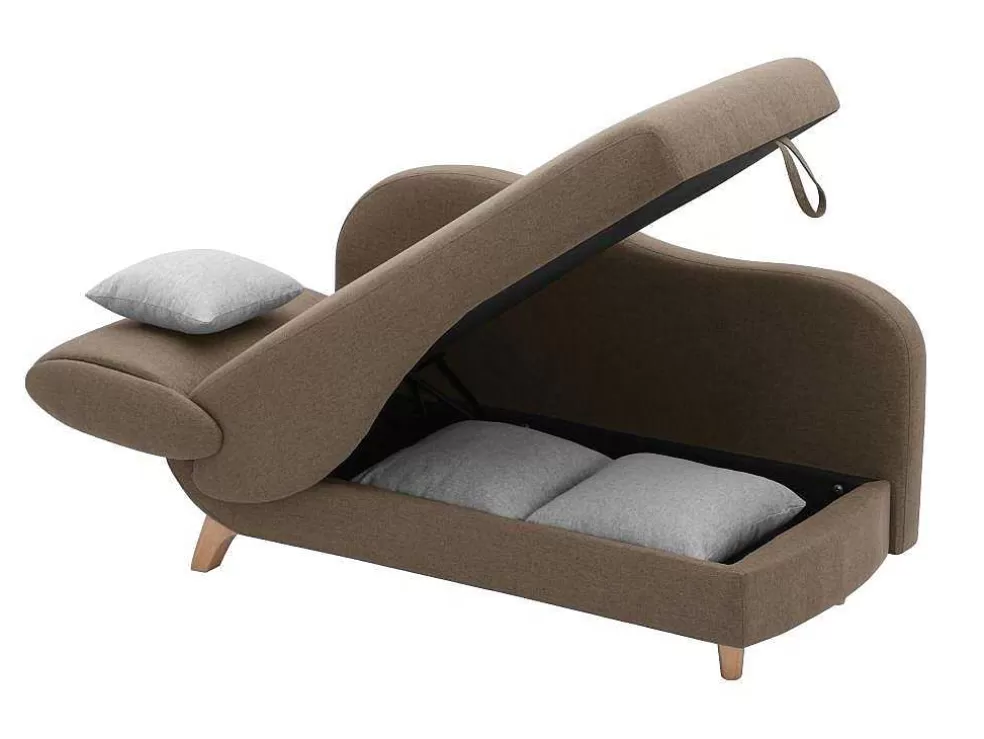 Vente-unique Chaise-Longue Direita Convertivel Em Tecido Castanho Com Espaco De Arrumação - Penelope* Chaise Longue