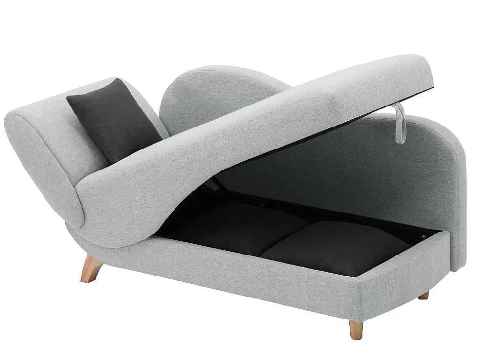 Vente-unique Chaise-Longue Direita Convertivel Em Tecido Cinza-Claro Com Espaco De Arrumação - Penelope* Chaise Longue