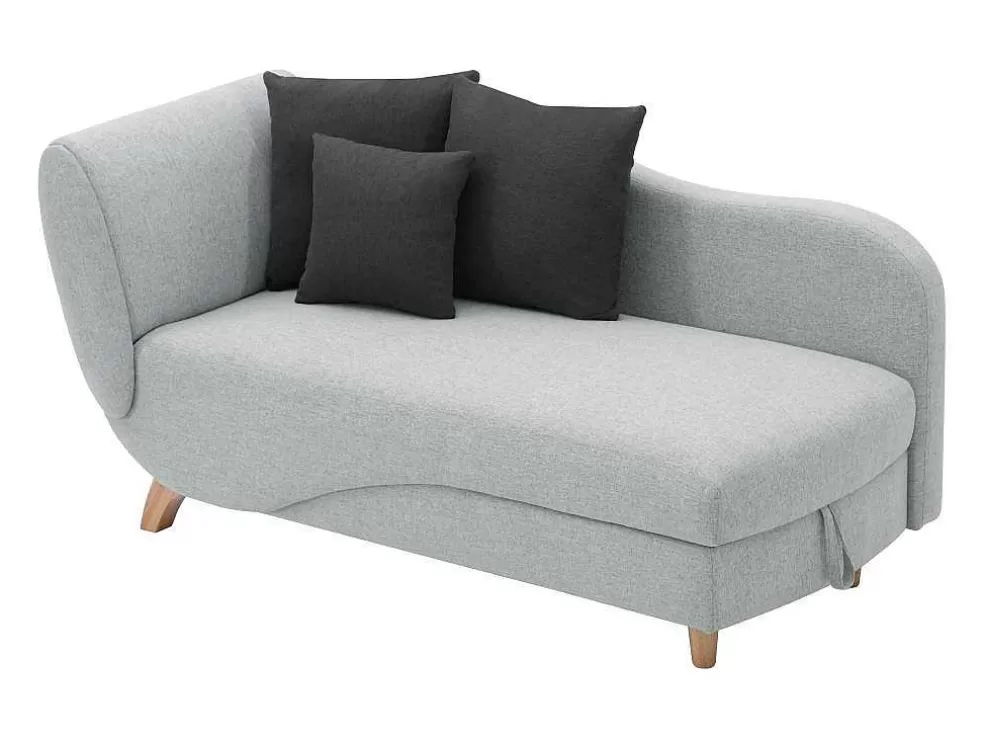 Vente-unique Chaise-Longue Direita Convertivel Em Tecido Cinza-Claro Com Espaco De Arrumação - Penelope* Chaise Longue