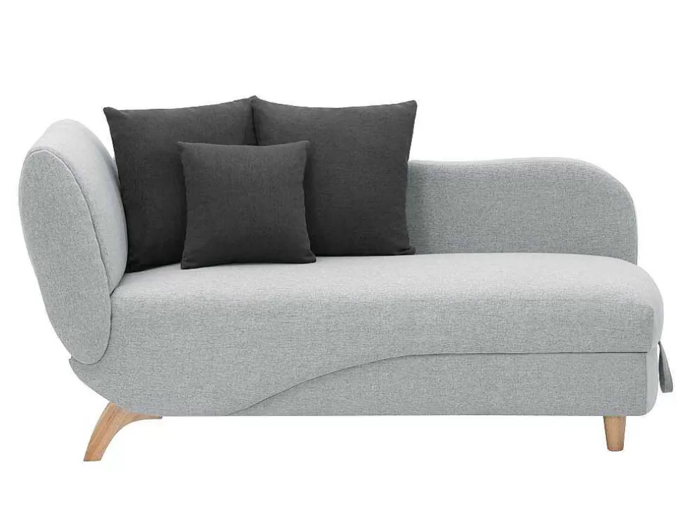 Vente-unique Chaise-Longue Direita Convertivel Em Tecido Cinza-Claro Com Espaco De Arrumação - Penelope* Chaise Longue