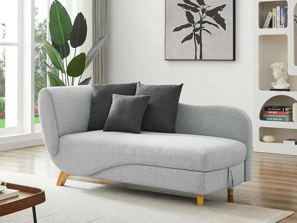 Vente-unique Chaise-Longue Direita Convertivel Em Tecido Cinza-Claro Com Espaco De Arrumação - Penelope* Chaise Longue
