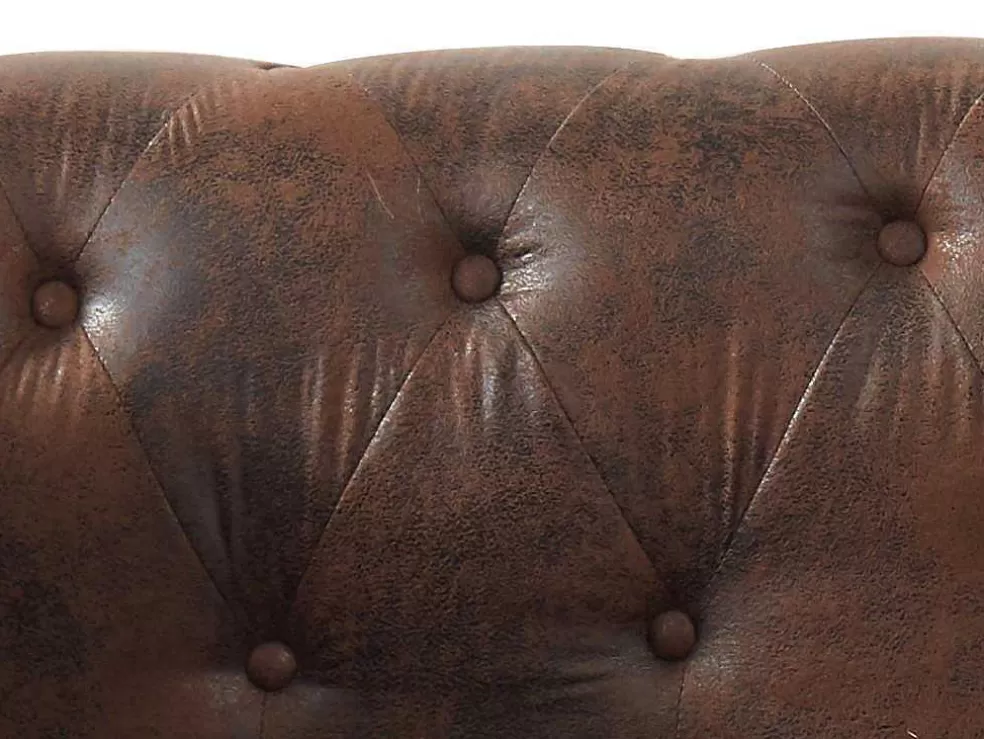 Vente-unique Chaise-Longue Direita Em Microfibra Aspeto Pele Envelhecida Estilo Chesterfield - Shirel* Chaise Longue