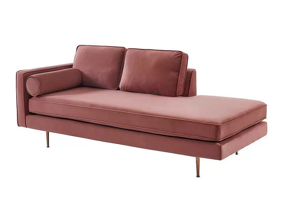 Vente-unique Chaise-Longue Direita Em Veludo Kahel Cor-De-Rosa Velho* Chaise Longue