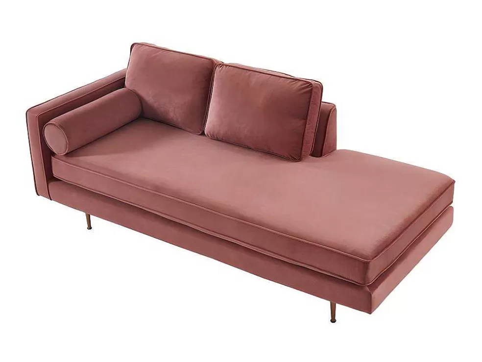 Vente-unique Chaise-Longue Direita Em Veludo Kahel Cor-De-Rosa Velho* Chaise Longue