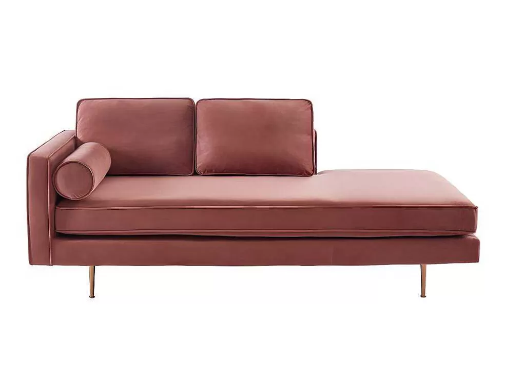Vente-unique Chaise-Longue Direita Em Veludo Kahel Cor-De-Rosa Velho* Chaise Longue