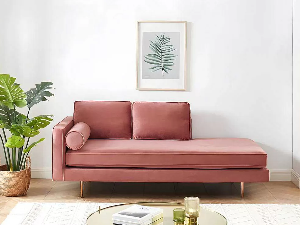 Vente-unique Chaise-Longue Direita Em Veludo Kahel Cor-De-Rosa Velho* Chaise Longue