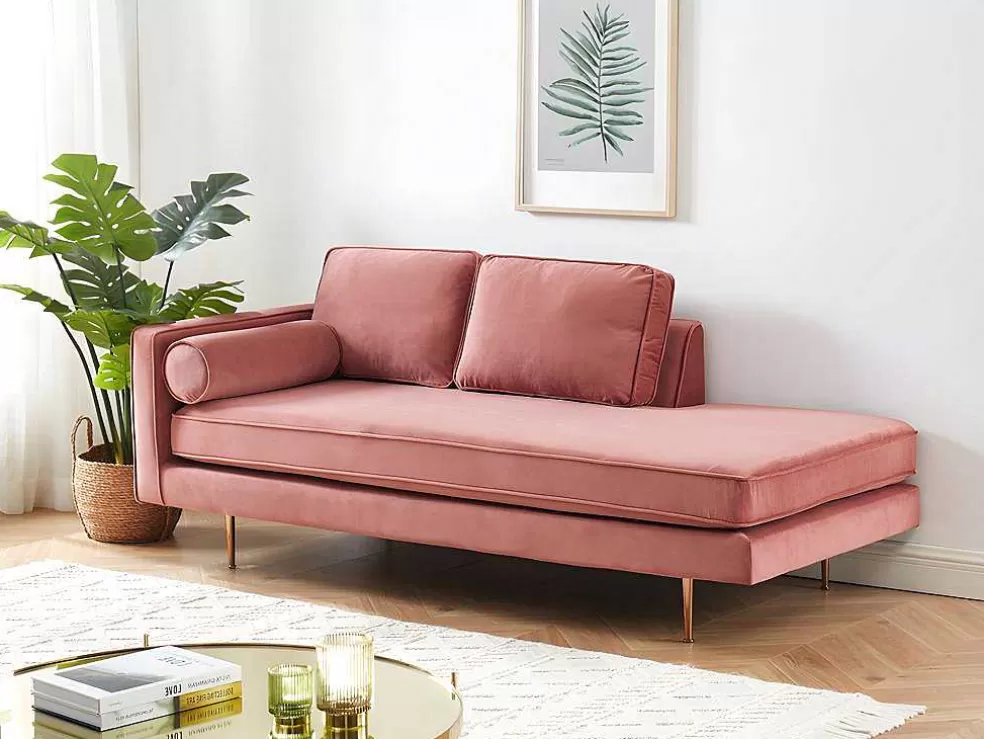 Vente-unique Chaise-Longue Direita Em Veludo Kahel Cor-De-Rosa Velho* Chaise Longue