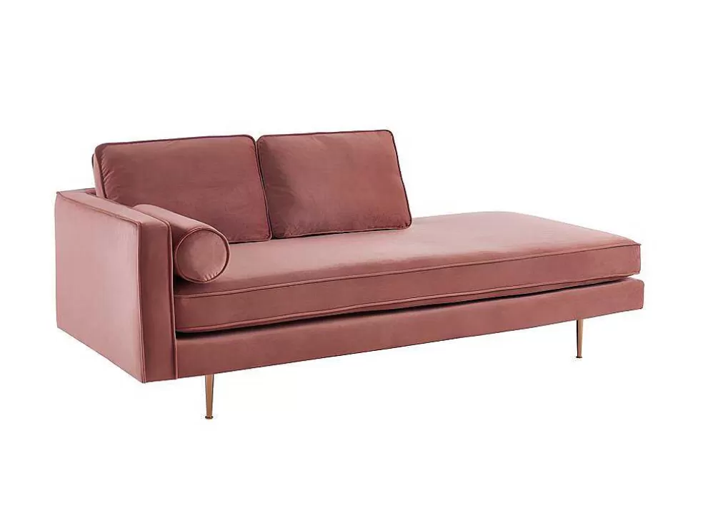 Vente-unique Chaise-Longue Direita Em Veludo Kahel Cor-De-Rosa Velho* Chaise Longue
