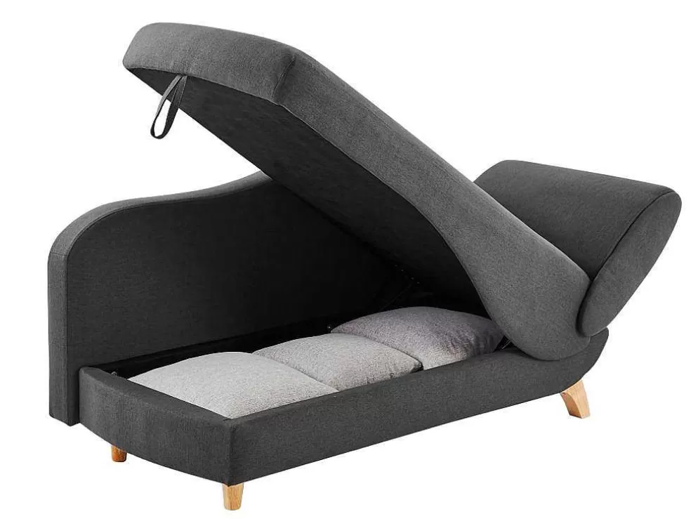 Vente-unique Chaise-Longue Esquerda Convertivel Em Tecido Antracite Com Espaco De Arrumação - Penelope* Chaise Longue