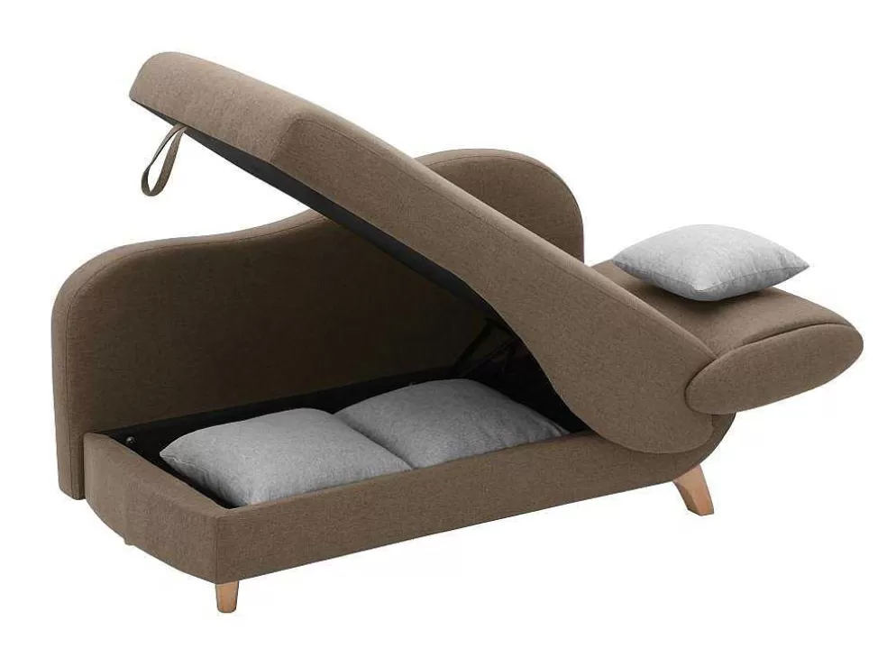 Vente-unique Chaise-Longue Esquerda Convertivel Em Tecido Castanho Com Espaco De Arrumação - Penelope* Chaise Longue