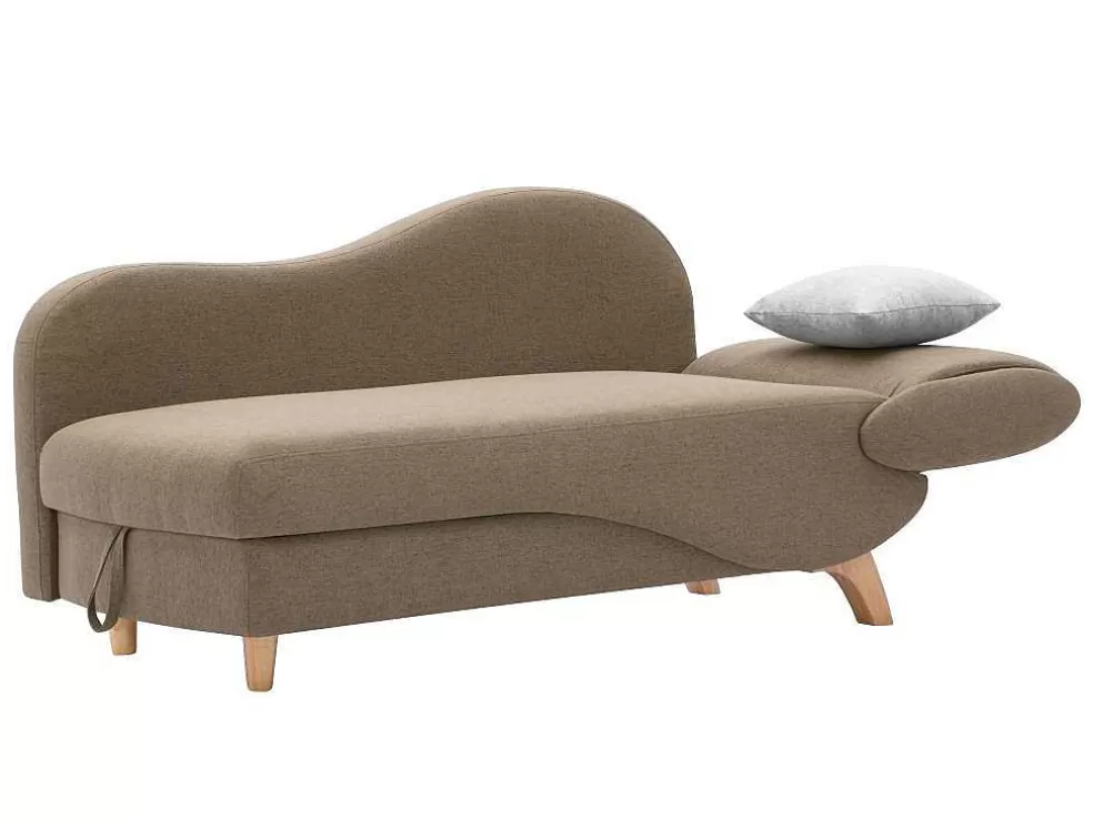 Vente-unique Chaise-Longue Esquerda Convertivel Em Tecido Castanho Com Espaco De Arrumação - Penelope* Chaise Longue