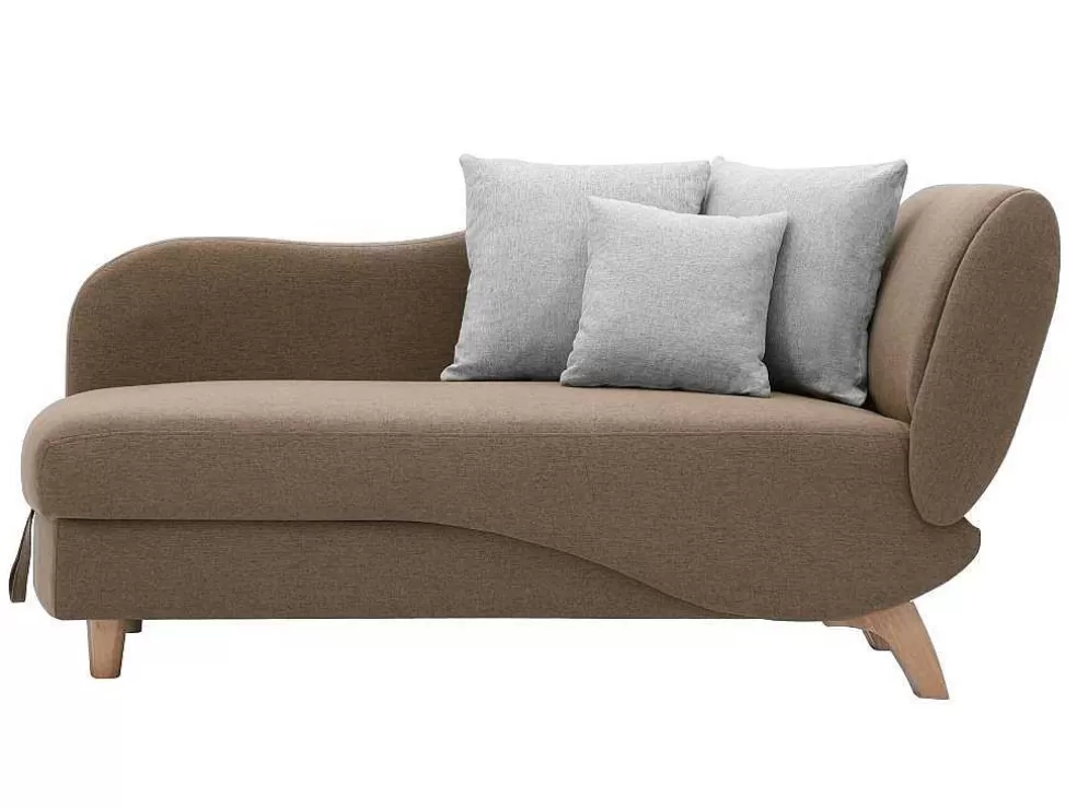 Vente-unique Chaise-Longue Esquerda Convertivel Em Tecido Castanho Com Espaco De Arrumação - Penelope* Chaise Longue
