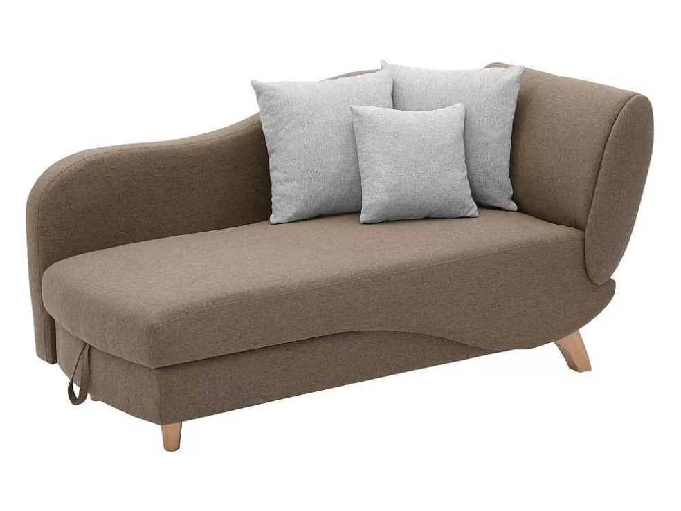Vente-unique Chaise-Longue Esquerda Convertivel Em Tecido Castanho Com Espaco De Arrumação - Penelope* Chaise Longue