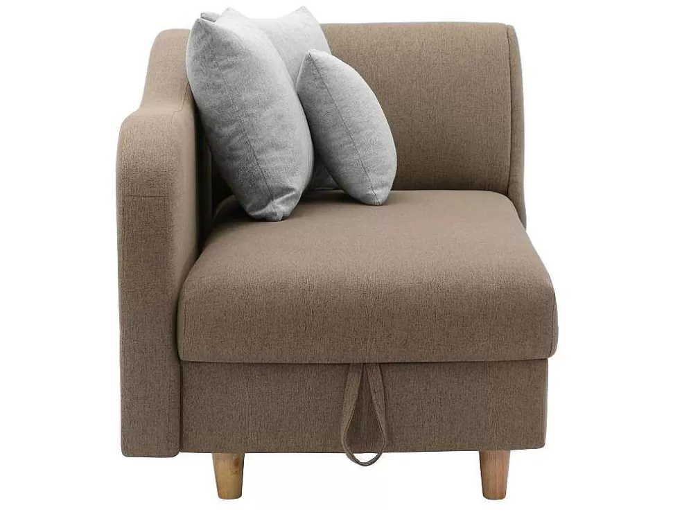 Vente-unique Chaise-Longue Esquerda Convertivel Em Tecido Castanho Com Espaco De Arrumação - Penelope* Chaise Longue
