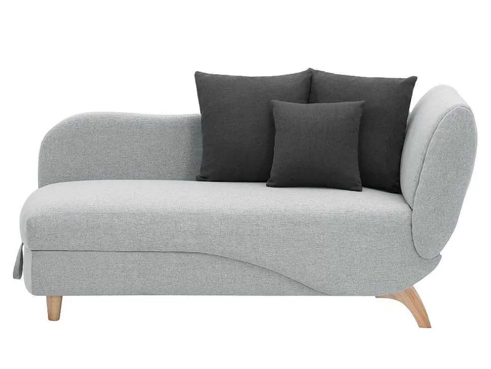 Vente-unique Chaise-Longue Esquerda Convertivel Em Tecido Cinza-Claro Com Espaco De Arrumação - Penelope* Chaise Longue