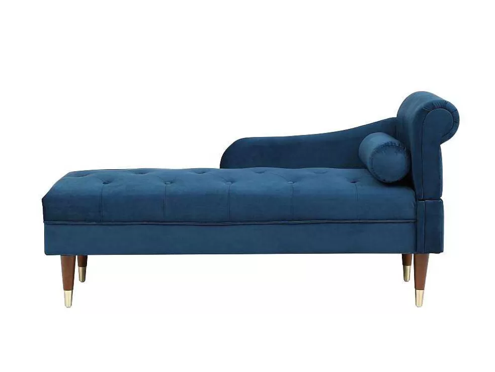 Vente-unique Chaise-Longue Esquerda Em Veludo Azul-Esverdeado - Umari* Chaise Longue