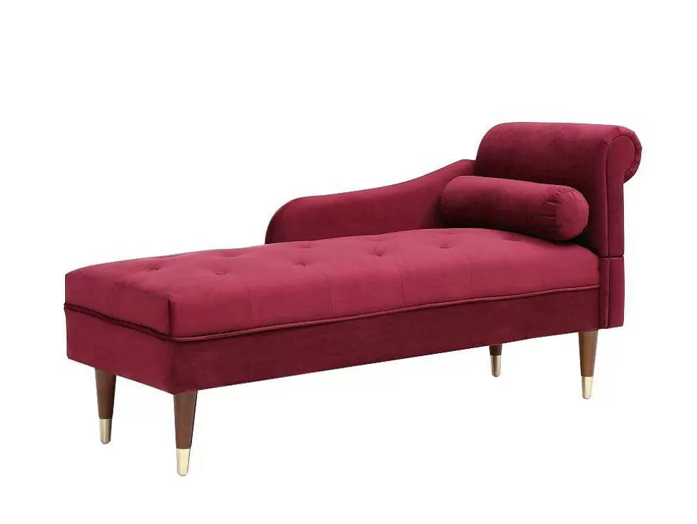 Vente-unique Chaise-Longue Esquerda Em Veludo Bordeaux - Umari* Chaise Longue