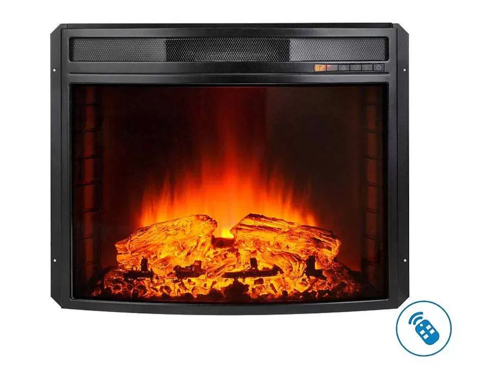 Purline Cheminee Electrique 2Kw En Verre Trempe Noir Et Flamme Reglable* Lareira Elétrica