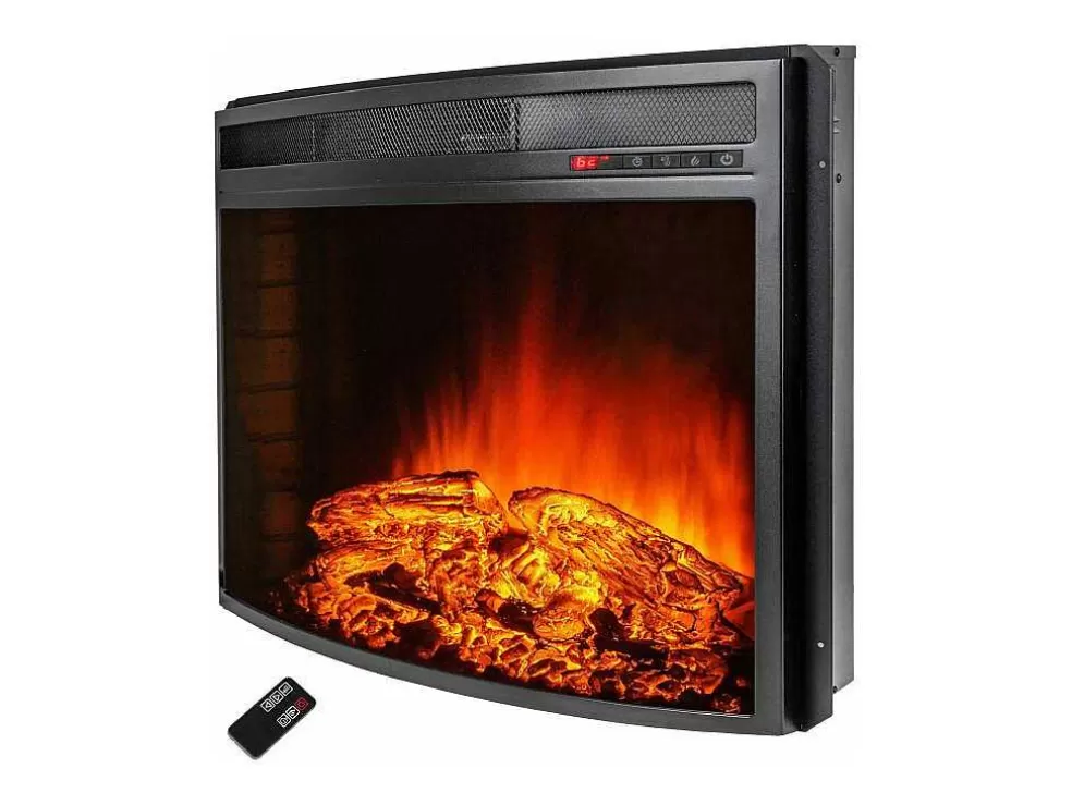 Purline Cheminee Electrique 2Kw En Verre Trempe Noir Et Flamme Reglable* Lareira Elétrica
