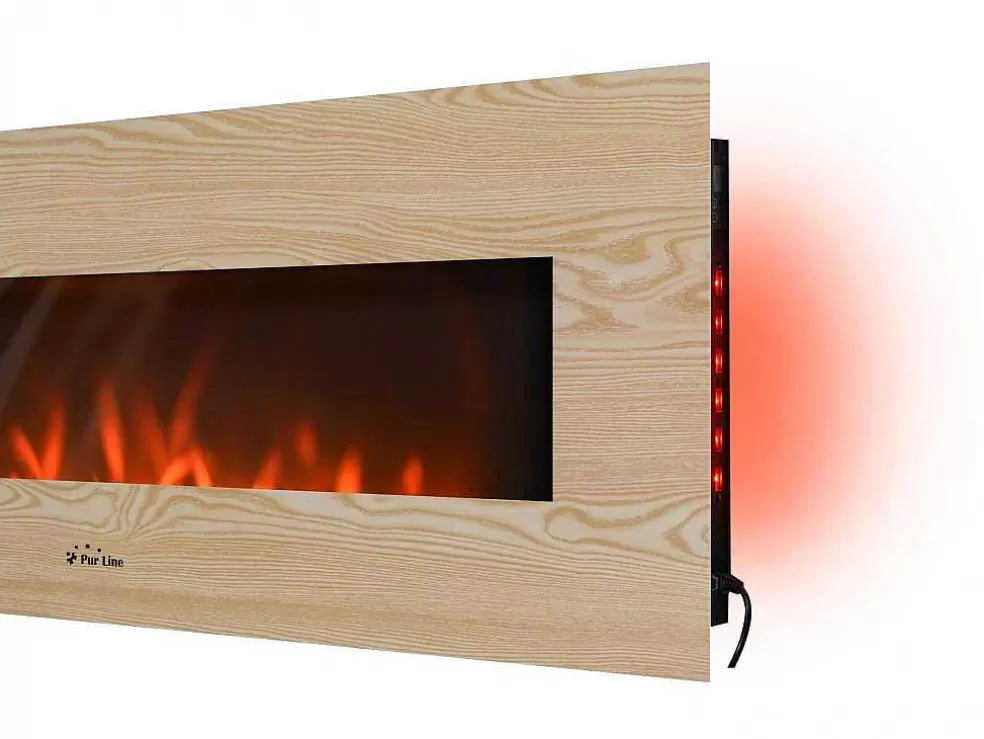 Purline Cheminee Electrique Panoramique Avec Eclairage Led D'Ambiance Et Panneau Frontal En Mdf* Lareira Elétrica